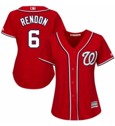 Women's Majestic Washington Nationals #6 Anthony Rendon Replica Red Alternate 1 Cool Base MLB Jersey