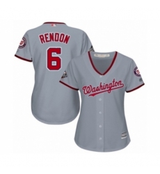 Women's Washington Nationals #6 Anthony Rendon Authentic Grey Road Cool Base 2019 World Series Bound Baseball Jersey