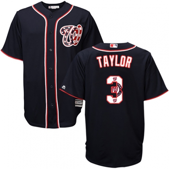 Men's Majestic Washington Nationals #3 Michael Taylor Authentic Navy Blue Team Logo Fashion Cool Base MLB Jersey Men's Majestic Washington Nationals #3 Michael Taylor Authentic Navy Blue Team Logo Fashion Cool Base MLB Jersey