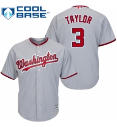 Men's Majestic Washington Nationals #3 Michael Taylor Replica Grey Road Cool Base MLB Jersey