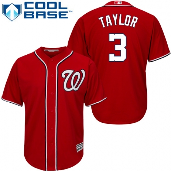 Men's Majestic Washington Nationals #3 Michael Taylor Replica Red Alternate 1 Cool Base MLB Jersey Men's Majestic Washington Nationals #3 Michael Taylor Replica Red Alternate 1 Cool Base MLB Jersey