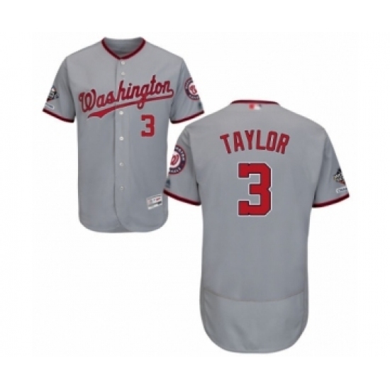 Men's Washington Nationals #3 Michael Taylor Grey Road Flex Base Authentic Collection 2019 World Series Champions Baseball Jersey Men's Washington Nationals #3 Michael Taylor Grey Road Flex Base Authentic Collection 2019 World Series Champions Baseball Jersey