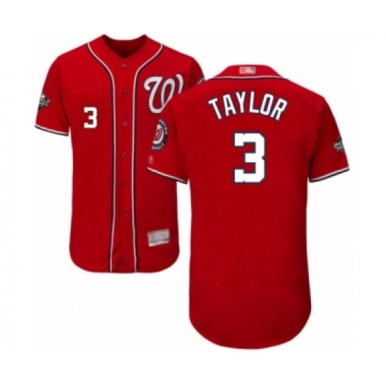 Men's Washington Nationals #3 Michael Taylor Red Alternate Flex Base Authentic Collection 2019 World Series Bound Baseball Jersey Men's Washington Nationals #3 Michael Taylor Red Alternate Flex Base Authentic Collection 2019 World Series Bound Baseball Jersey