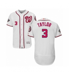 Men's Washington Nationals #3 Michael Taylor White Home Flex Base Authentic Collection 2019 World Series Bound Baseball Jersey Men's Washington Nationals #3 Michael Taylor White Home Flex Base Authentic Collection 2019 World Series Bound Baseball Jersey