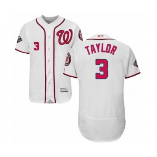 Men's Washington Nationals #3 Michael Taylor White Home Flex Base Authentic Collection 2019 World Series Bound Baseball Jersey Men's Washington Nationals #3 Michael Taylor White Home Flex Base Authentic Collection 2019 World Series Bound Baseball Jersey