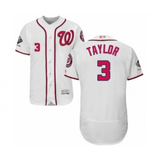 Men's Washington Nationals #3 Michael Taylor White Home Flex Base Authentic Collection 2019 World Series Champions Baseball Jersey Men's Washington Nationals #3 Michael Taylor White Home Flex Base Authentic Collection 2019 World Series Champions Baseball Jersey