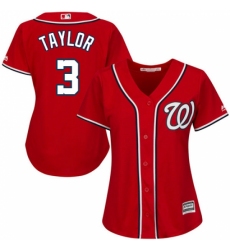 Women's Majestic Washington Nationals #3 Michael Taylor Authentic Red Alternate 1 Cool Base MLB Jersey