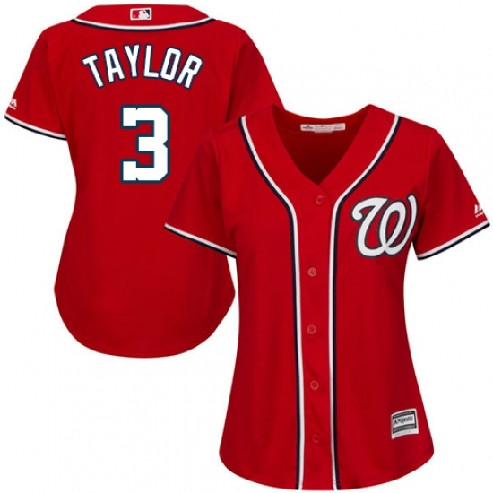 Women's Majestic Washington Nationals #3 Michael Taylor Replica Red Alternate 1 Cool Base MLB Jersey Women's Majestic Washington Nationals #3 Michael Taylor Replica Red Alternate 1 Cool Base MLB Jersey