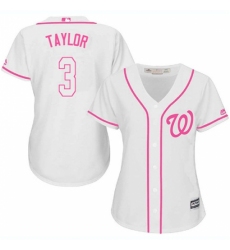 Women's Majestic Washington Nationals #3 Michael Taylor Replica White Fashion Cool Base MLB Jersey Women's Majestic Washington Nationals #3 Michael Taylor Replica White Fashion Cool Base MLB Jersey