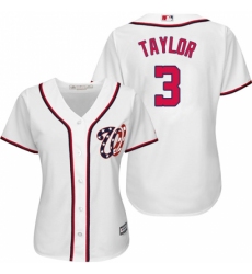 Women's Majestic Washington Nationals #3 Michael Taylor Replica White Home Cool Base MLB Jersey