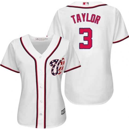 Women's Majestic Washington Nationals #3 Michael Taylor Replica White Home Cool Base MLB Jersey Women's Majestic Washington Nationals #3 Michael Taylor Replica White Home Cool Base MLB Jersey