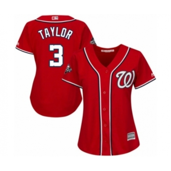 Women's Washington Nationals #3 Michael Taylor Authentic Red Alternate 1 Cool Base 2019 World Series Bound Baseball Jersey Women's Washington Nationals #3 Michael Taylor Authentic Red Alternate 1 Cool Base 2019 World Series Bound Baseball Jersey