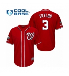 Youth Washington Nationals #3 Michael Taylor Authentic Red Alternate 1 Cool Base 2019 World Series Champions Baseball Jersey