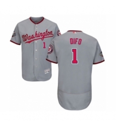 Men's Washington Nationals #1 Wilmer Difo Grey Road Flex Base Authentic Collection 2019 World Series Bound Baseball Jersey