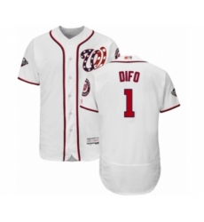 Men's Washington Nationals #1 Wilmer Difo White Home Flex Base Authentic Collection 2019 World Series Bound Baseball Jersey