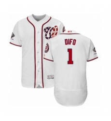 Men's Washington Nationals #1 Wilmer Difo White Home Flex Base Authentic Collection 2019 World Series Champions Baseball Jersey