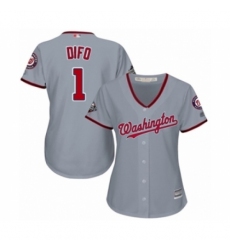 Women's Washington Nationals #1 Wilmer Difo Authentic Grey Road Cool Base 2019 World Series Bound Baseball Jersey