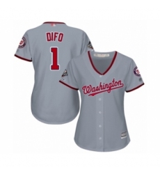 Women's Washington Nationals #1 Wilmer Difo Authentic Grey Road Cool Base 2019 World Series Champions Baseball Jersey