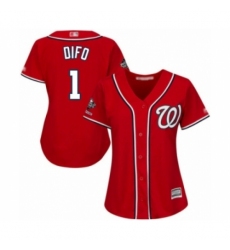 Women's Washington Nationals #1 Wilmer Difo Authentic Red Alternate 1 Cool Base 2019 World Series Champions Baseball Jersey