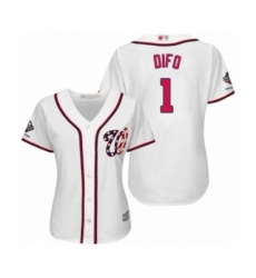 Women's Washington Nationals #1 Wilmer Difo Authentic White Home Cool Base 2019 World Series Champions Baseball Jersey
