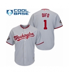 Youth Washington Nationals #1 Wilmer Difo Authentic Grey Road Cool Base 2019 World Series Champions Baseball Jersey