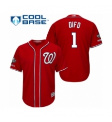 Youth Washington Nationals #1 Wilmer Difo Authentic Red Alternate 1 Cool Base 2019 World Series Champions Baseball Jersey