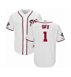 Youth Washington Nationals #1 Wilmer Difo Authentic White Home Cool Base 2019 World Series Champions Baseball Jersey