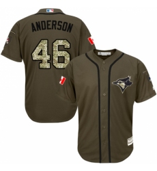 Men's Majestic Toronto Blue Jays #46 Brett Anderson Replica Green Salute to Service MLB Jersey