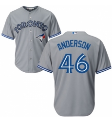 Men's Majestic Toronto Blue Jays #46 Brett Anderson Replica Grey Road MLB Jersey