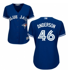 Women's Majestic Toronto Blue Jays #46 Brett Anderson Replica Blue Alternate MLB Jersey