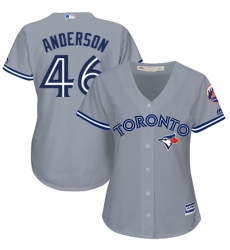 Women's Majestic Toronto Blue Jays #46 Brett Anderson Replica Grey Road MLB Jersey