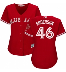 Women's Majestic Toronto Blue Jays #46 Brett Anderson Replica Scarlet Alternate MLB Jersey