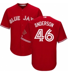 Youth Majestic Toronto Blue Jays #46 Brett Anderson Replica Scarlet Alternate MLB Jersey