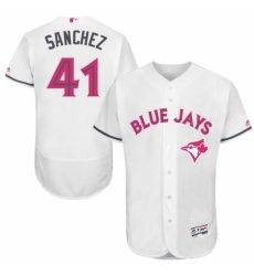 Men's Majestic Toronto Blue Jays #41 Aaron Sanchez Authentic White 2016 Mother's Day Fashion Flex Base MLB Jersey