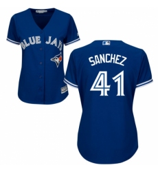 Women's Majestic Toronto Blue Jays #41 Aaron Sanchez Authentic Blue Alternate MLB Jersey