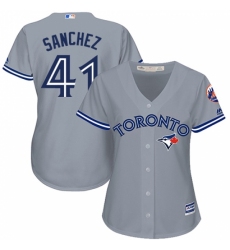 Women's Majestic Toronto Blue Jays #41 Aaron Sanchez Replica Grey Road MLB Jersey