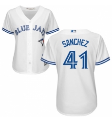 Women's Majestic Toronto Blue Jays #41 Aaron Sanchez Replica White Home MLB Jersey