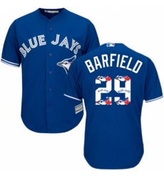 Men's Majestic Toronto Blue Jays #29 Jesse Barfield Authentic Blue Team Logo Fashion MLB Jersey