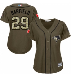 Women's Majestic Toronto Blue Jays #29 Jesse Barfield Replica Green Salute to Service MLB Jersey