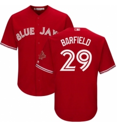 Youth Majestic Toronto Blue Jays #29 Jesse Barfield Authentic Scarlet Alternate MLB Jersey