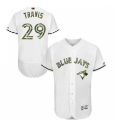 Men's Majestic Toronto Blue Jays #29 Devon Travis Authentic White 2016 Memorial Day Fashion Flex Base MLB Jersey