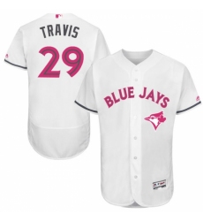 Men's Majestic Toronto Blue Jays #29 Devon Travis Authentic White 2016 Mother's Day Fashion Flex Base MLB Jersey
