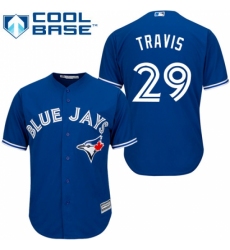 Men's Majestic Toronto Blue Jays #29 Devon Travis Replica Blue Alternate MLB Jersey
