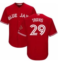 Men's Majestic Toronto Blue Jays #29 Devon Travis Replica Scarlet Alternate Cool Base MLB Jersey