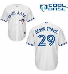 Men's Majestic Toronto Blue Jays #29 Devon Travis Replica White Home MLB Jersey