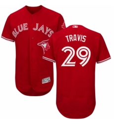 Men's Majestic Toronto Blue Jays #29 Devon Travis Scarlet Flexbase Authentic Collection Alternate MLB Jersey