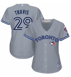 Women's Majestic Toronto Blue Jays #29 Devon Travis Authentic Grey Road MLB Jersey