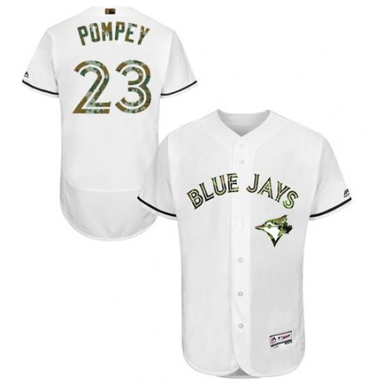 Men's Majestic Toronto Blue Jays #23 Dalton Pompey Authentic White 2016 Memorial Day Fashion Flex Base MLB Jersey Men's Majestic Toronto Blue Jays #23 Dalton Pompey Authentic White 2016 Memorial Day Fashion Flex Base MLB Jersey