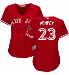 Women's Majestic Toronto Blue Jays #23 Dalton Pompey Authentic Scarlet Alternate MLB Jersey Women's Majestic Toronto Blue Jays #23 Dalton Pompey Authentic Scarlet Alternate MLB Jersey