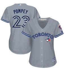 Women's Majestic Toronto Blue Jays #23 Dalton Pompey Replica Grey Road MLB Jersey Women's Majestic Toronto Blue Jays #23 Dalton Pompey Replica Grey Road MLB Jersey